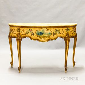 Italian Rococo-style Carved and Polychrome Decorated Console Table
