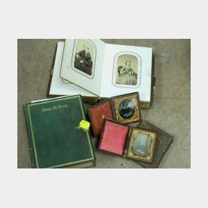 Two Early Photograph Albums with Portraits and Three Cased Portrait Photographs