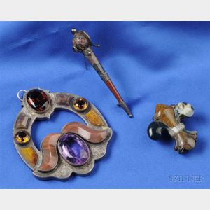 Three Scottish Agate Jewelry Items