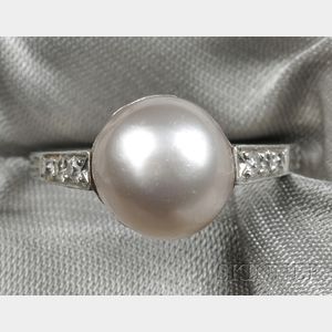 Art Deco Platinum, Lavender Pearl, and Diamond Ring