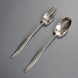 Whiting Sterling Silver Serving Fork and Spoon