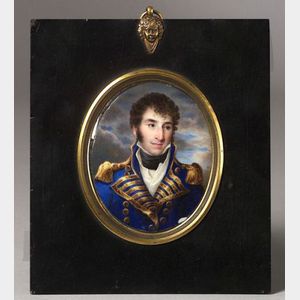 William Russell Birch (Anglo/American, 1755-1834) Miniature Portrait of Stephen Decatur Jr. (1779-1820).