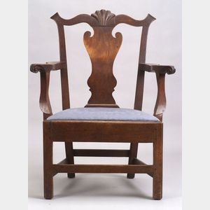Chippendale Carved Walnut Armchair