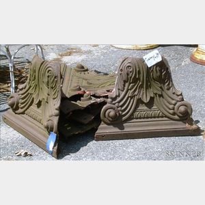 Six Brown Painted Cast Iron Capitals