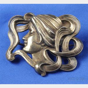 Art Nouveau Sterling Silver Brooch, Wm. B. Kerr & Company