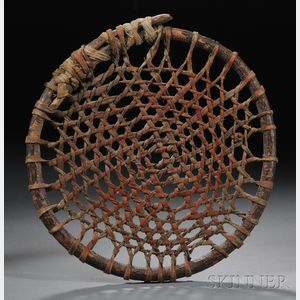 Sioux Wood Hide and Cloth Game Wheel