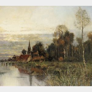 Karl Heffner (German, 1849-1925) At the River