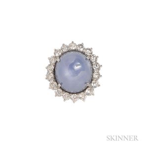 Platinum, Star Sapphire, and Diamond Ring, Retailed by Greenleaf & Crosby