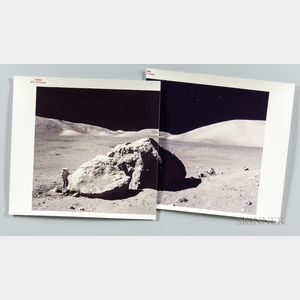 Apollo 17, Tracy's Rock, December 13, 1972, Two Photographs.
