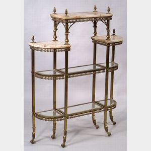 Renaissance Revival Onyx and Brass Display Shelf