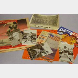 Three 1945 Major League Baseball Score Card/Programs, a 45th Ordinance Co. Baseball Team Photograph, and Five 1947 Young America