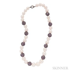 Cultured Pearl and Amethyst Necklace