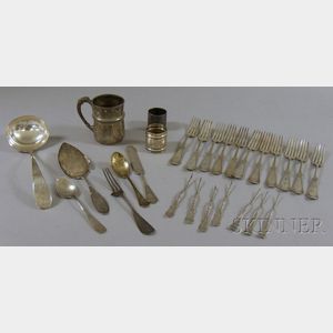Group of Silver Plated and Sterling Silver Victorian Flatware