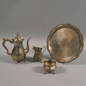 Assembled Four-piece Sterling Silver Tea Set