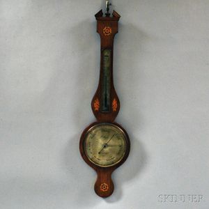 P. Mafino Inlaid Mahogany Wheel Barometer