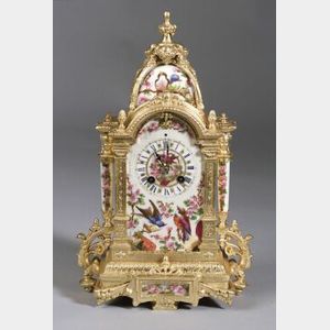 French Porcelain and Gilt Bronze Mantel Clock