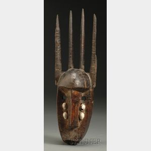 African Carved Wood Antelope Mask