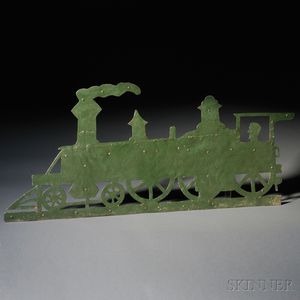 Green-painted Sheet Iron Locomotive Weathervane