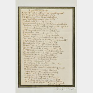 Frost, Robert (1874-1963) Autograph Poem Signed, A Considerable Speck.