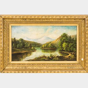 American School, 19th Century River Scene with Mountains
