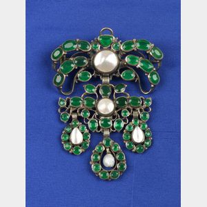 Antique Pearl and Chrysoprase Pendant/Brooch