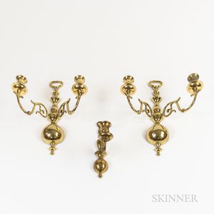 Three Brass Candle Wall Sconces