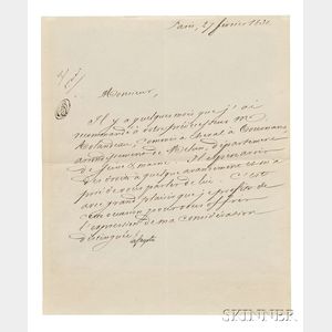 Marquis de Lafayette (1757-1834) Secretarial Letter Signed, 27 February 1831.