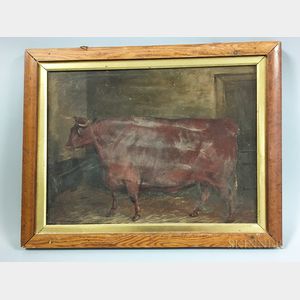 Anglo/American School, 19th Century Double-sided Portrait of a Horse and Cow.
