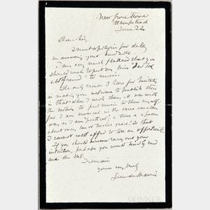 Du Maurier, George (1834-1896) Autograph Letter Signed, 24 June (no year).