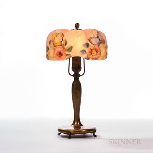 Pairpoint Boudoir Lamp with Butterflies and Roses Puffy Papillon Shade