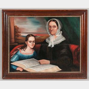 American School, 19th/20th Century Double Portrait of a Mother and Child.