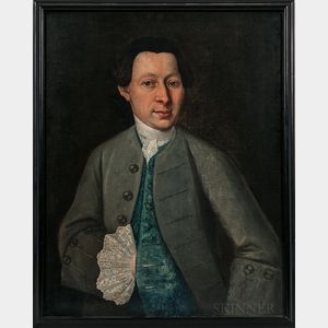 Anglo/American School, 18th Century Portrait of a Man in a Blue Coat