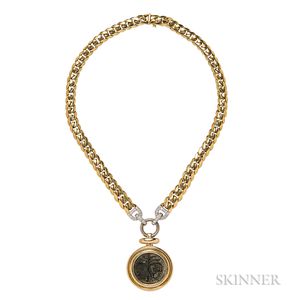18kt Gold, Ancient Coin, and Diamond Pendant, Tiffany & Co.