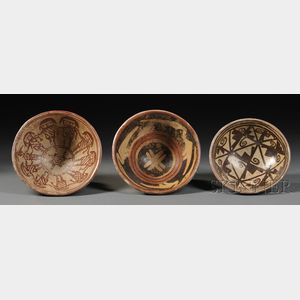 Three Carchi Pre-Columbian Painted Pottery Bowls