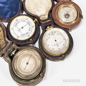 Four 19th Century Cased Pocket Barometers