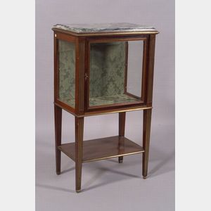 Russian Neoclassical Style Brass and Mahogany Marble-top Display Cabinet