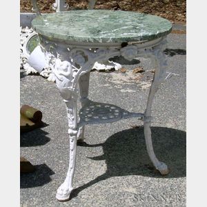 British White Painted Cast Iron and Marble Top Pub Table