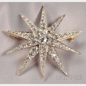 Edwardian Diamond Starburst Pendant/Brooch, Pickslay & Co.