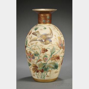 Hand-painted Bristol-type Glass Vase