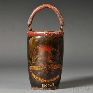 Paint-decorated "FRANKLIN FIRE SOCIETY" Leather Fire Bucket