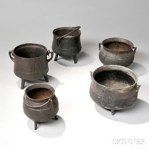 Five Small Cast Iron Pots