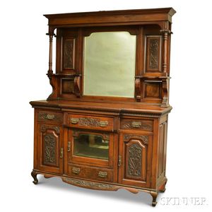 Rococo Revival Carved Mahogany Mirrored Sideboard