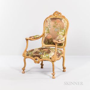 Giltwood and Rope-Carved Armchair