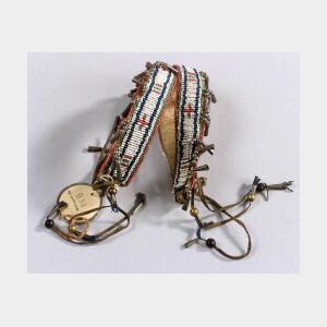 Pair of Plains Beaded Rawhide Armbands