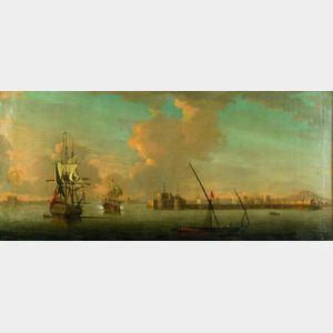 Ebenezer Wake Cook (British, 1843-1926) Animated Harbor View With Distant Minarets