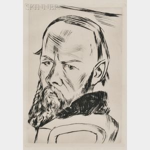 Max Beckmann (German, 1884-1950) Bildnis Dostojewski (Portrait of Dostoyevsky)