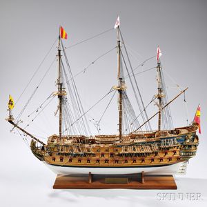 Painted and Gilt Wooden Model of the San Felipe