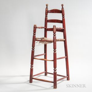 Red-painted Turned High Chair