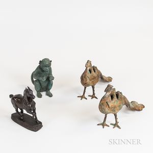 Four Bronze and Iron Animals
