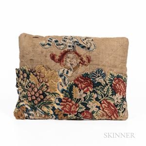 Early Linsey-Woolsey Pillow with Needlepoint Decoration